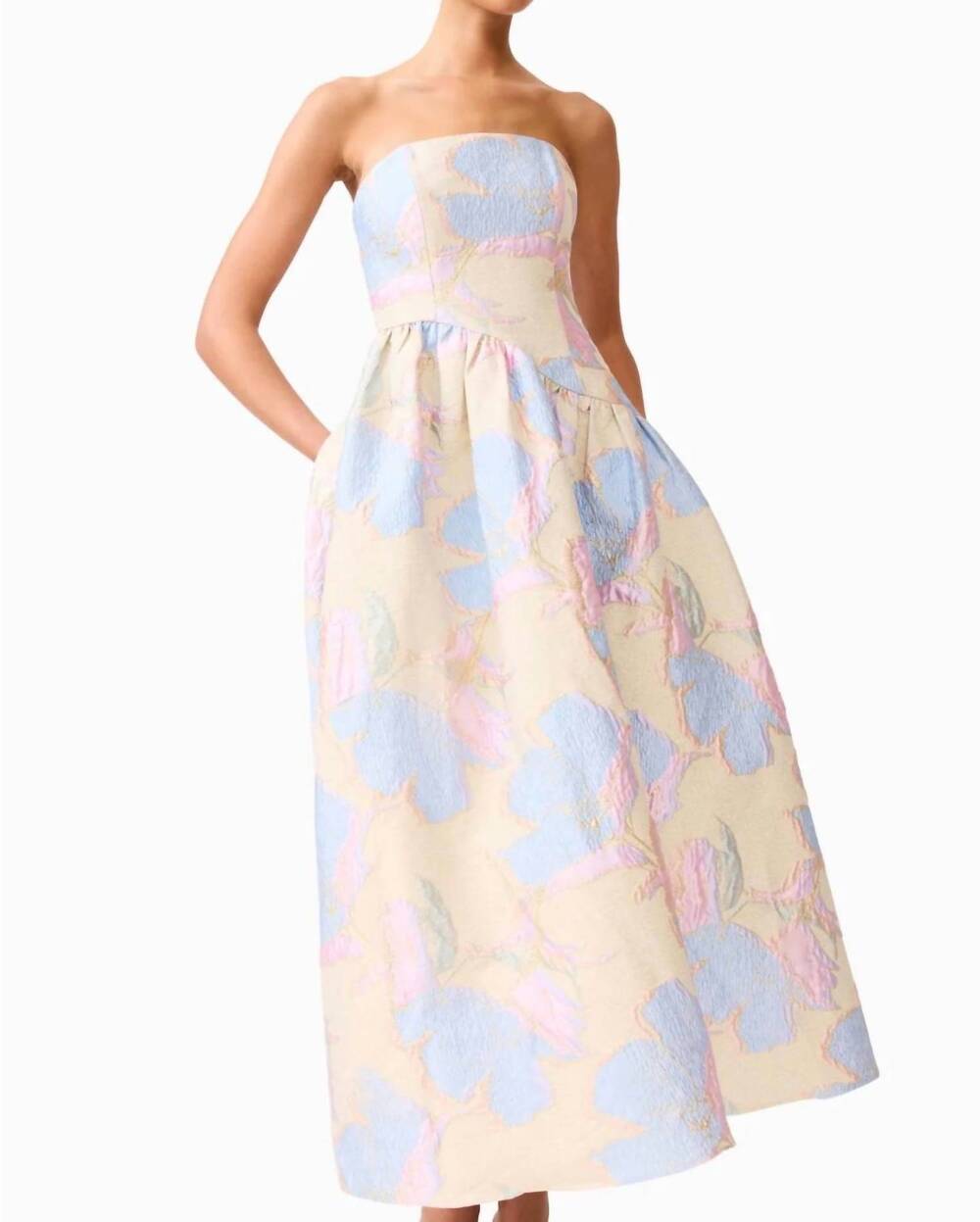 NEW ELLIATT marlene asymmetrical gown in beige